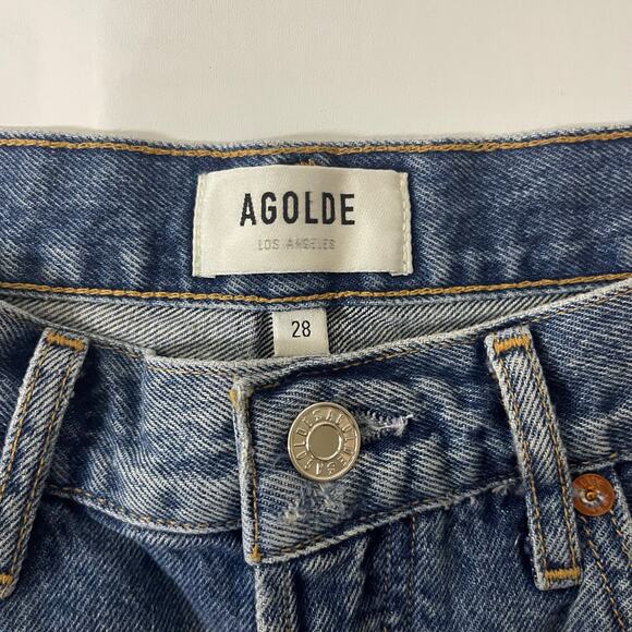 AGOLDE Parker Cut-Off Denim Shorts in Clutch Distressed Raw Hem - Size 28 - Picture 5 of 6